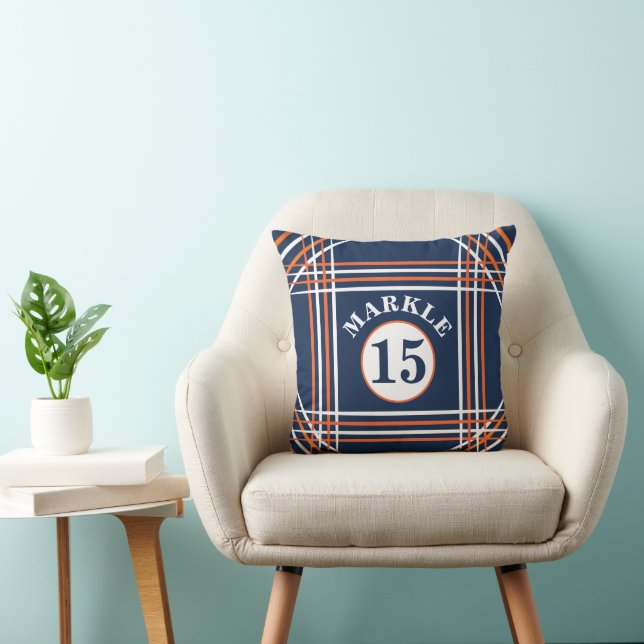 Orange and Blue Throw Pillow (Chair)
