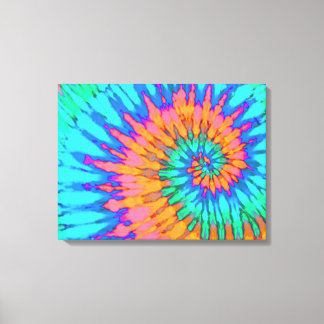 Orange and Blue Tie Dye 24"x18" Art Canvas Print