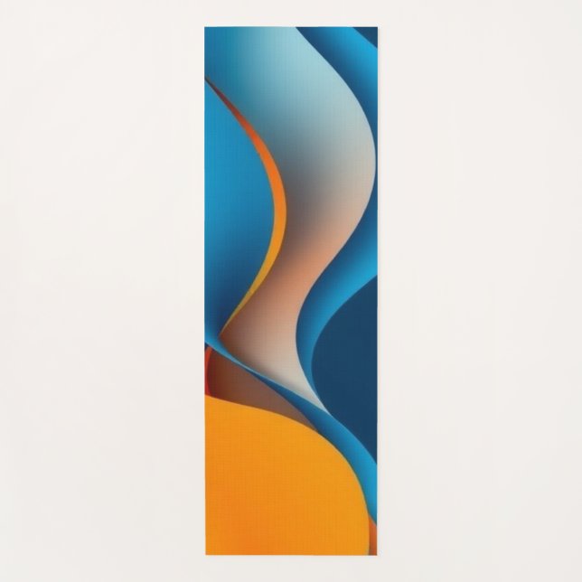 Orange and Blue Waves Yoga Mat (Front)