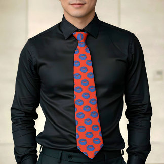 Orange and Blue XOXO Kissing Lips Tie
