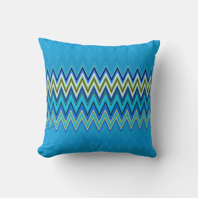 Orange and Blue Zigzag Pattern - 2 Sides 2 Colours Throw Pillow (Front)