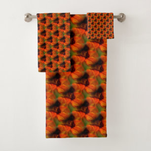 Orange And Brown Abstract Art Pattern      Bath Towel Set