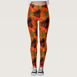 Orange And Brown Abstract Art Pattern Leggings