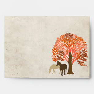 Orange and Brown Autumn Horses Envelope