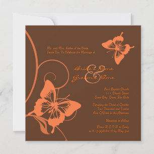 Orange and Brown Butterfly Wedding Invitation