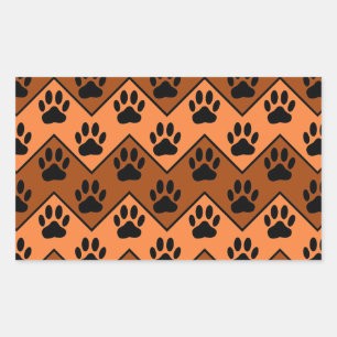Orange And Brown Chevron With Dog Paw Pattern Sticker