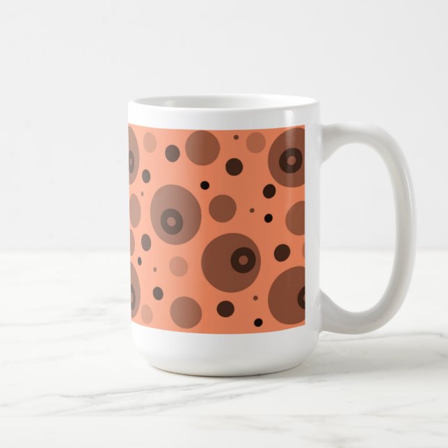 Orange and Brown Circles and Dots Coffee Mug (Right)