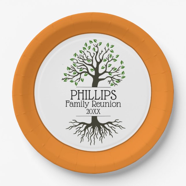 Orange and Brown Family Reunion Paper Plate (Front)