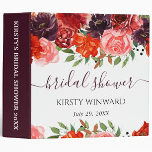 Orange and Brown Flowers Bridal Shower Photo Album Binder
