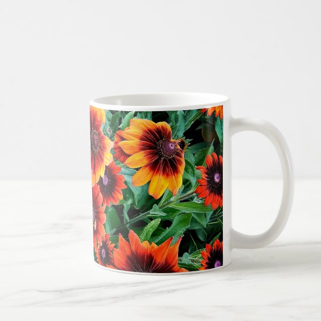Orange and brown flowers coffee mug (Right)