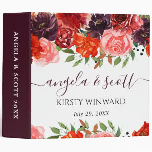 Orange and Brown Flowers Wedding Photo Album Binder