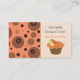 Orange and Brown Fruit Cupcake Business Card