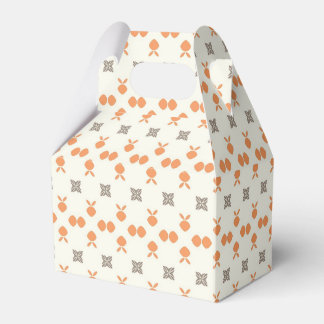 Orange and brown geometric fruit-inspired pattern favor box