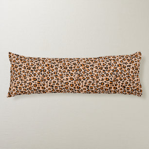 Orange and Brown Leopard Print Body Pillow