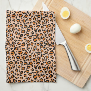 Orange and Brown Leopard Print Kitchen Towel