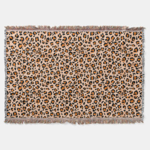 Orange and Brown Leopard Print Throw Blanket