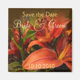 Orange and Brown Lily Save-The-Date Magnet