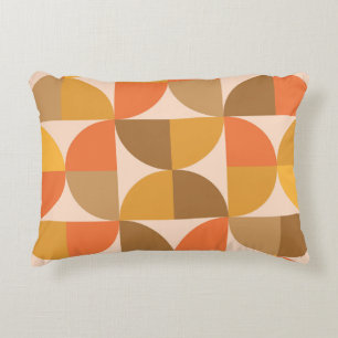 Orange and Brown Mid Century Half Circles  Accent Pillow