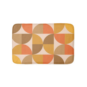 Orange and Brown Mid Century Half Circles  Bath Mat