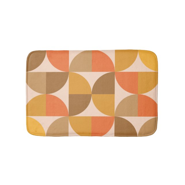 Orange and Brown Mid Century Half Circles  Bath Mat (Front)
