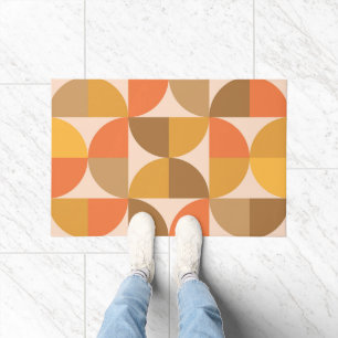 Orange and Brown Mid Century Half Circles  Doormat