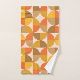 Orange and Brown Mid Century Half Circles Hand Towel