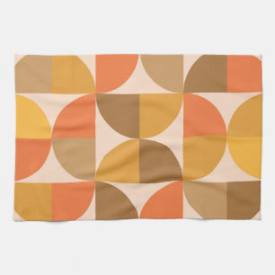Orange and Brown Mid Century Half Circles  Kitchen Towel