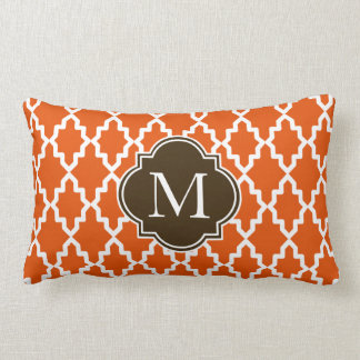 Orange and Brown Moroccan Monogram Lumbar Pillow