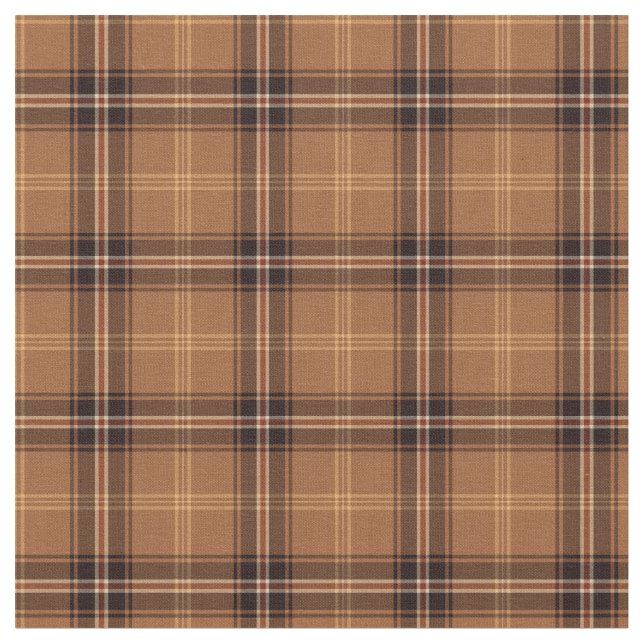 Orange and Brown Rustic Plaid Fabric (Close Up)
