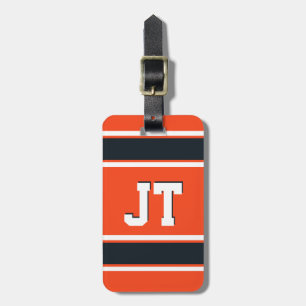 Orange and Brown Sports Stripes Personalized Luggage Tag