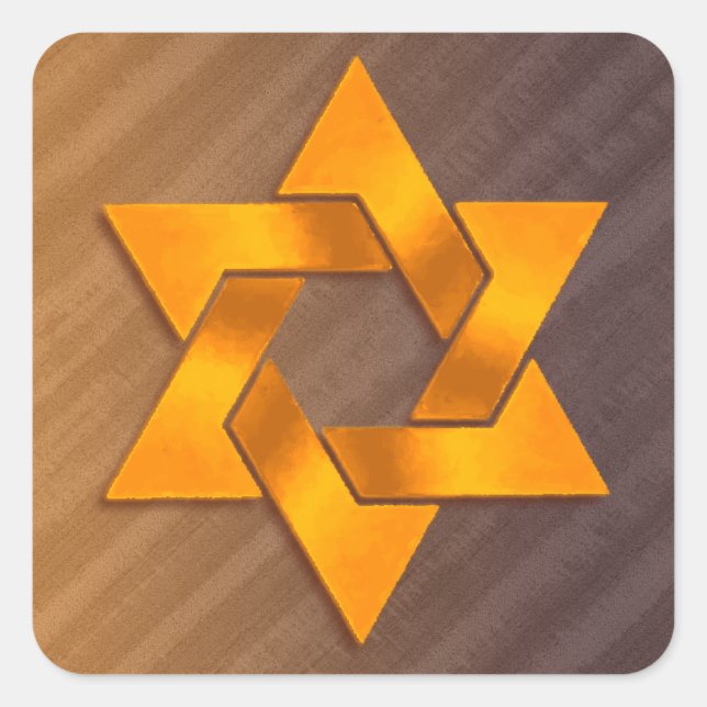 Orange and Brown Star of David Square Sticker (Front)