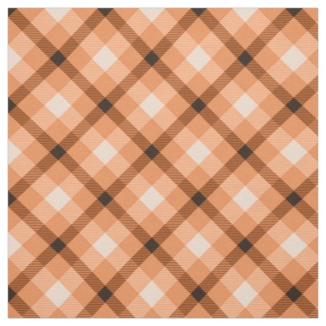 Orange And Brown Tartan Plaid Pattern Fabric (Swatch)