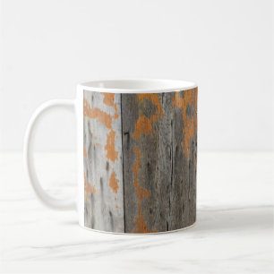 Orange and brown wooden board coffee mug