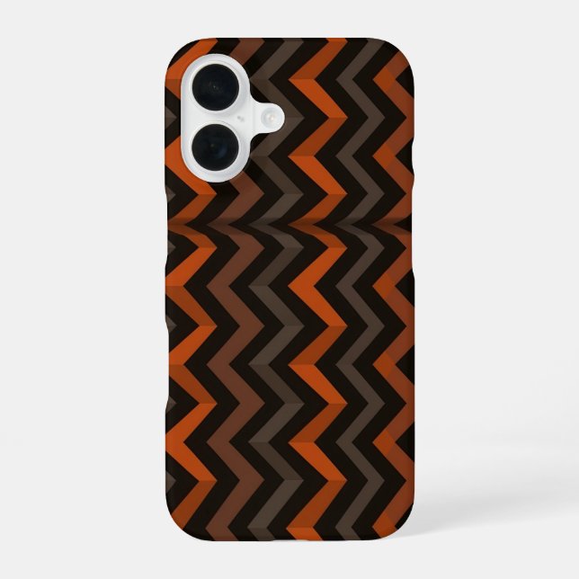 Orange and Brown Zigzag Pattern iPhone 16 Case (Back)