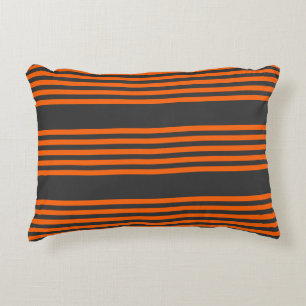 Orange and charcoal five stripes pattern accent pillow