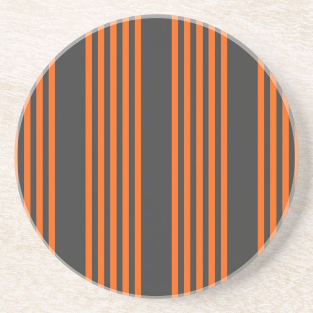 Orange and charcoal five stripes pattern coaster (Front)