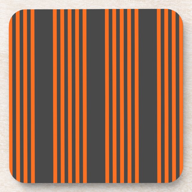 Orange and charcoal five stripes pattern coaster (Front)