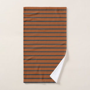 Orange and charcoal five stripes pattern hand towel