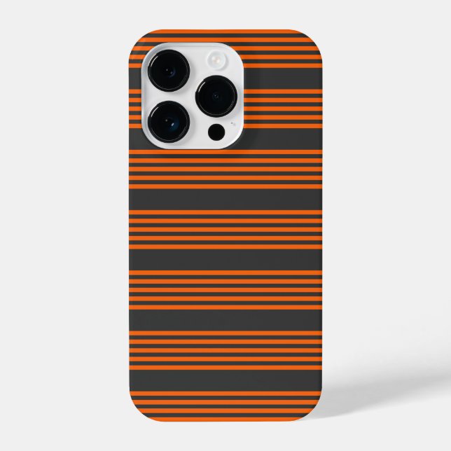 Orange and charcoal five stripes pattern iPhone case (Back)