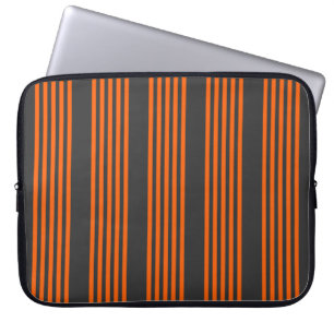 Orange and charcoal five stripes pattern laptop sleeve