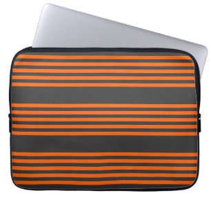 Orange and charcoal five stripes pattern laptop sleeve