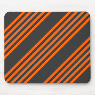 Orange and charcoal five stripes pattern mouse pad