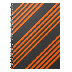 Orange and charcoal five stripes pattern notebook