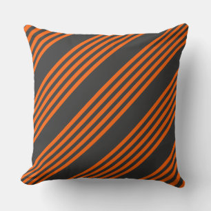 Orange and charcoal five stripes pattern throw pillow