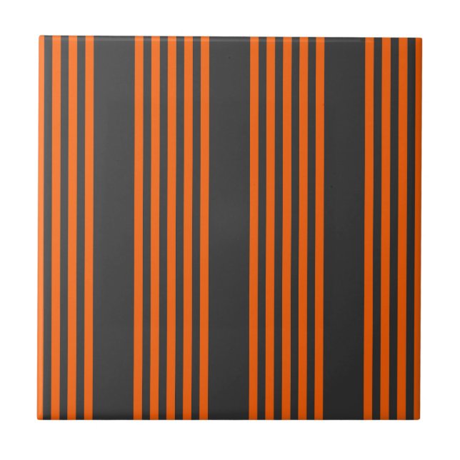 Orange and charcoal five stripes pattern tile (Front)