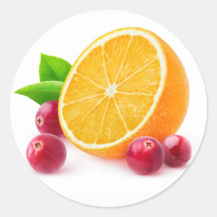 Orange and cranberries classic round sticker