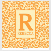 Orange and cream Leaf Pattern Luggage