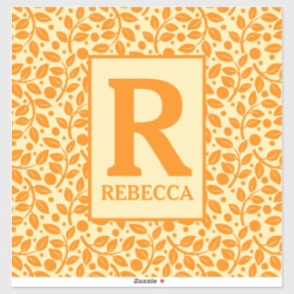Orange and cream Leaf Pattern Luggage