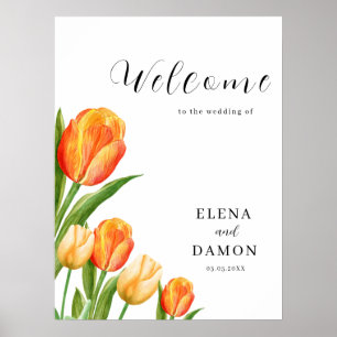 Orange and Cream Tulip Wedding Poster