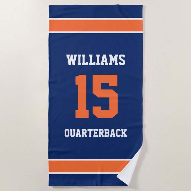 Orange and Dark Blue Beach Towel (Front)